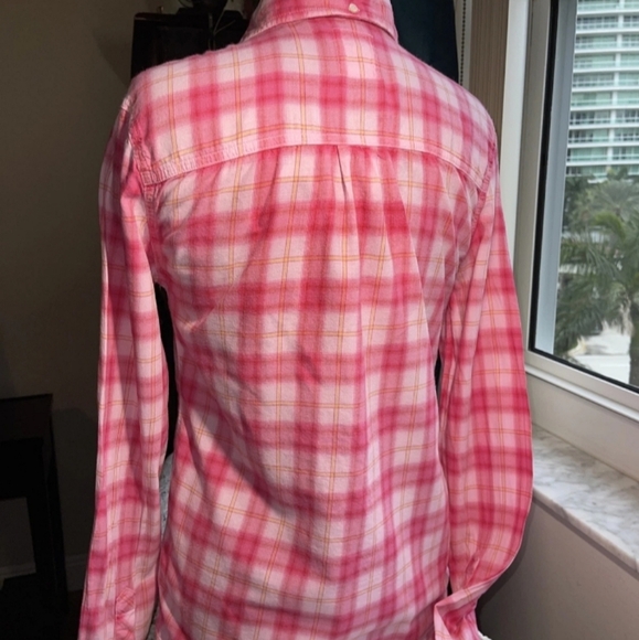 PINK Victoria's Secret Vibrant Pink Plaid Shirt - Picture 11 of 13